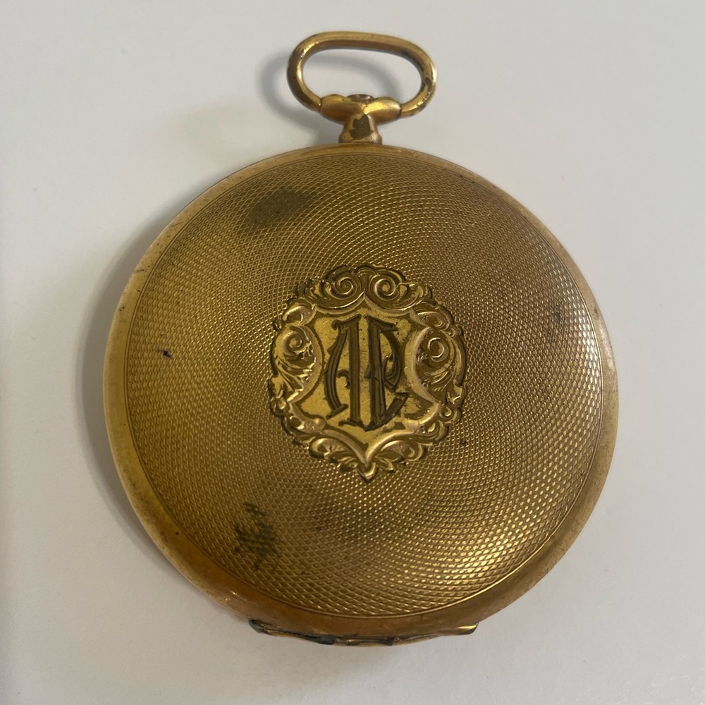RARE VTG Pocket Watch PEIGUES WALCH  Swiss Made Gold-Tone for Parts Or Repair